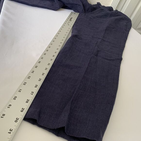 Adolfo Dominguez Linen Trouser Pants Men XL Navy Blue Beach Wedding Coastal Work - Picture 10 of 11